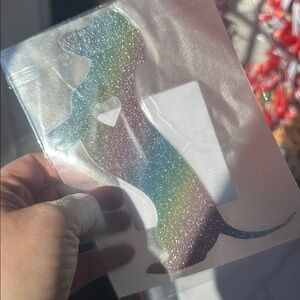 New Large Glittery Rainbow Dachshund Silhouette Car Decal